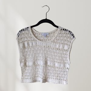 Delia's cream crochet knit crop tank top